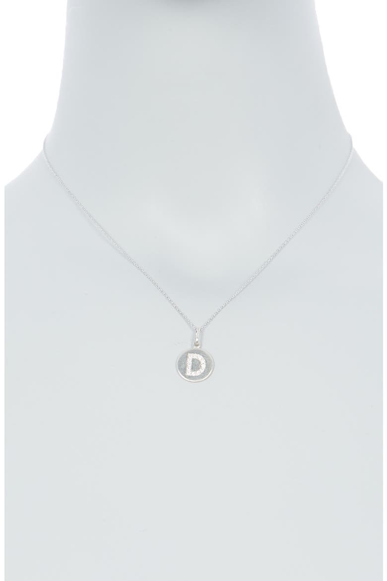Sterling Silver Pave White Topaz Initial Round Pendant Necklace, Alternate, color, WHITE/ SILVER