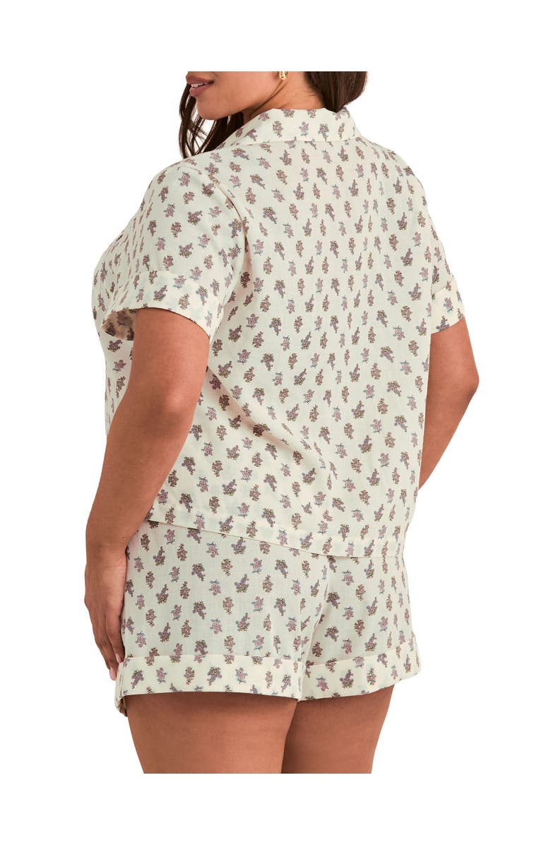 Adore Me Lucero Short Sleeve Top & Shorts Pajama Set, Alternate, color, Floral Beige
