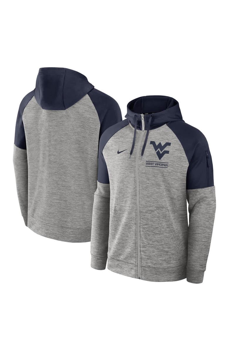 Nike Men's Nike Heather Gray West Virginia Mountaineers Fitness Raglan Performance Full-Zip Hoodie, Main, color, 