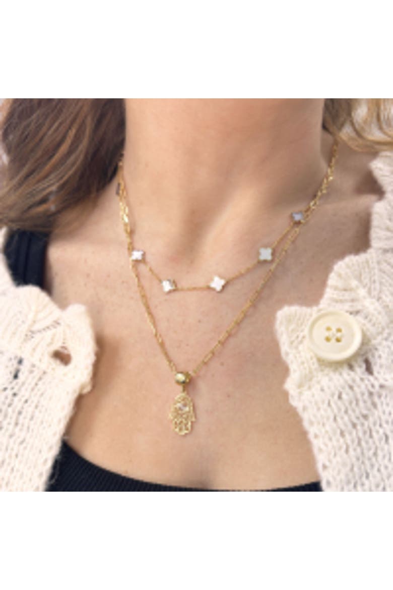 Gold Lace Hamsa Charm, Alternate, color, Two Tone Gold