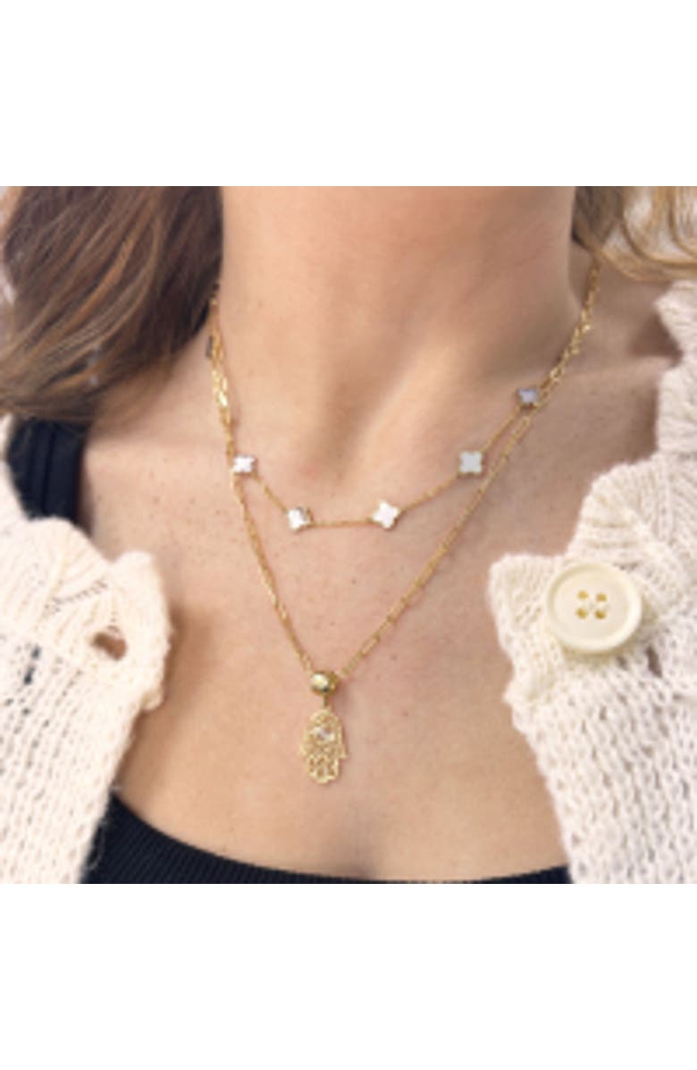 The Lovery Fine Jewelry Gold Lace Hamsa Charm, Alternate, color, Two Tone Gold