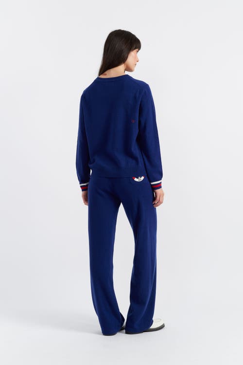 Chinti & Parker Blue Wool-cashmere Snoopy Nautical Sweater In Admiral Blue/multi