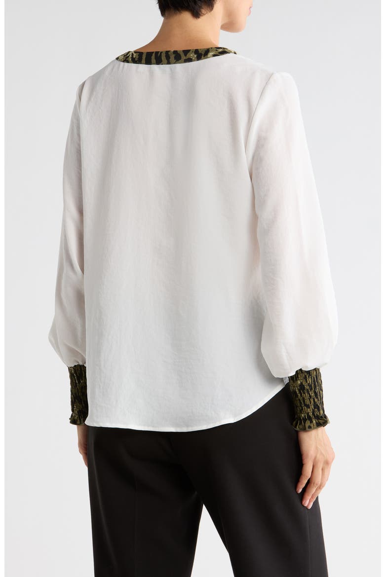 Print Trim Button-Up Top, Alternate, color, OFF WHITE