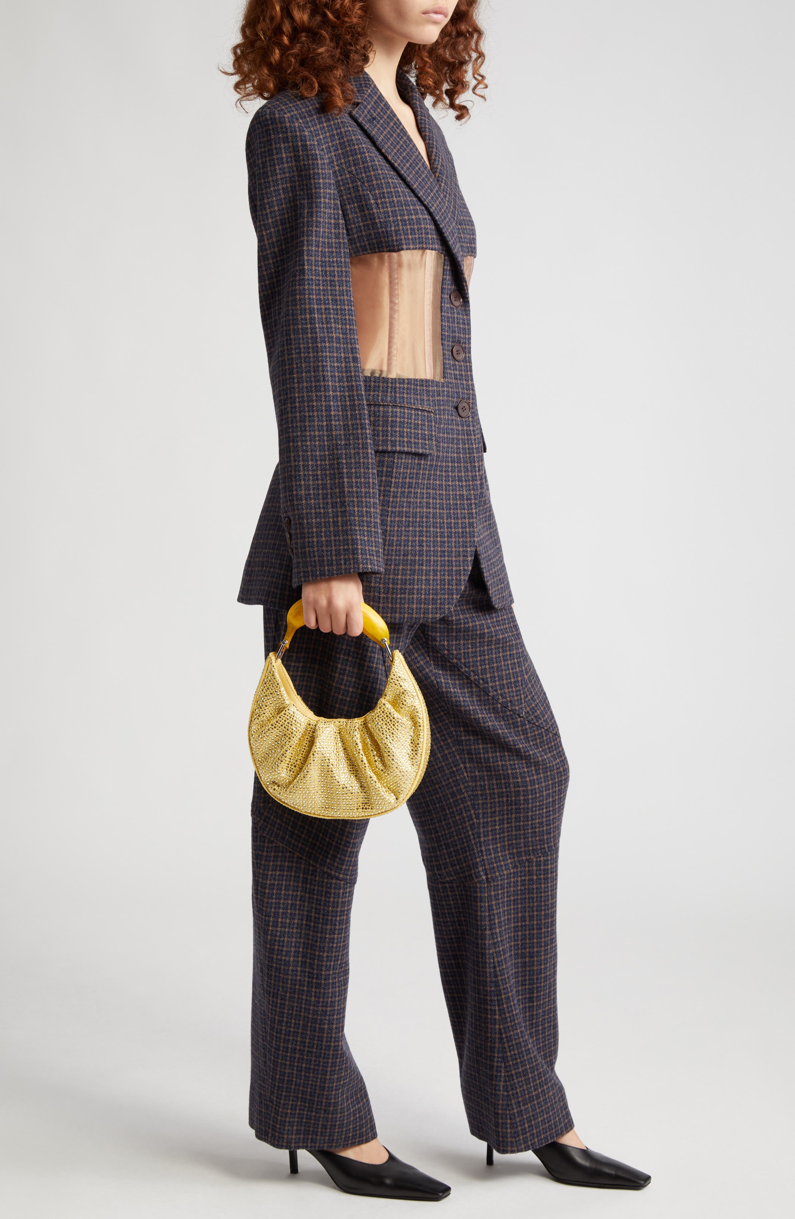 Banana Rhinestone Hobo Bag, Alternate, color, YELLOW