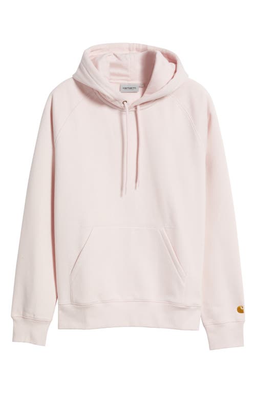 Carhartt Cotton Hoodie In Pink With Embroidered Sleeve Logo In Pink