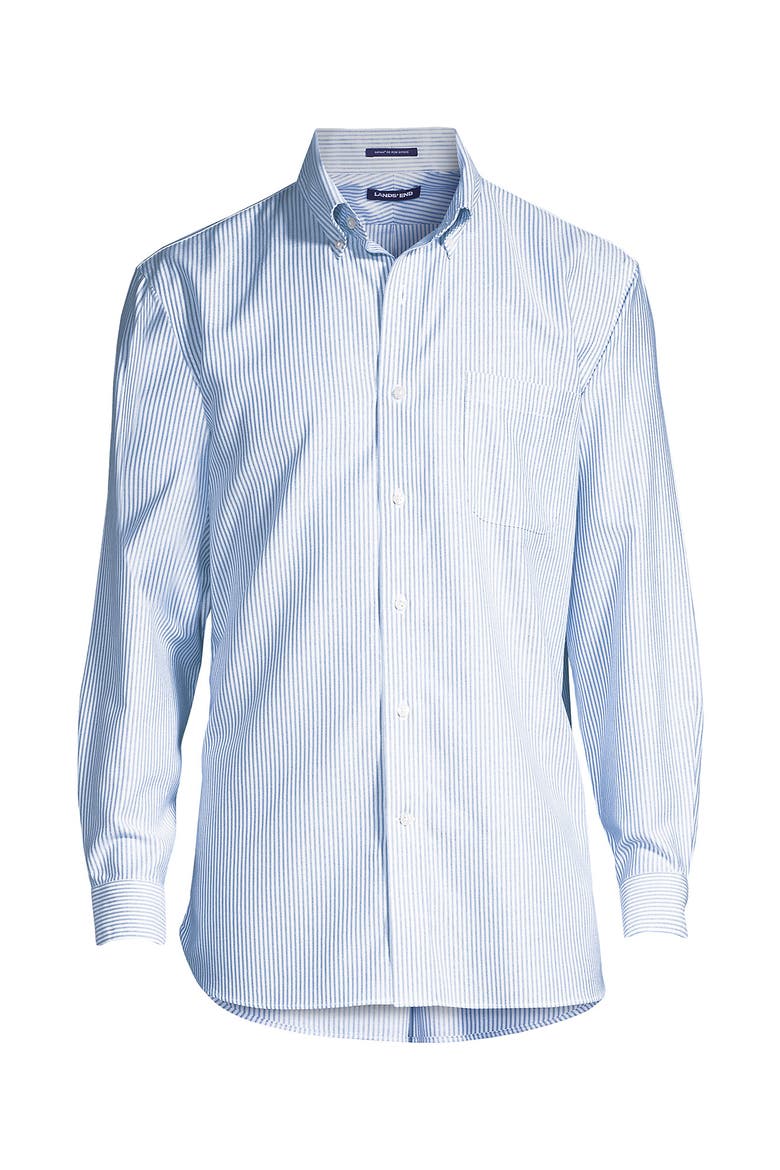 No Iron Supima Oxford Dress Shirt, Alternate, color, Bayshore Blue Stripe