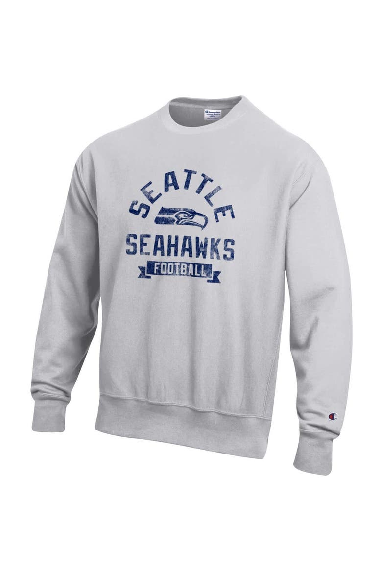 Men's Champion  Heather Gray Seattle Seahawks Reverse Weave Fleece Pullover Sweatshirt, Alternate, color, Heather Gray