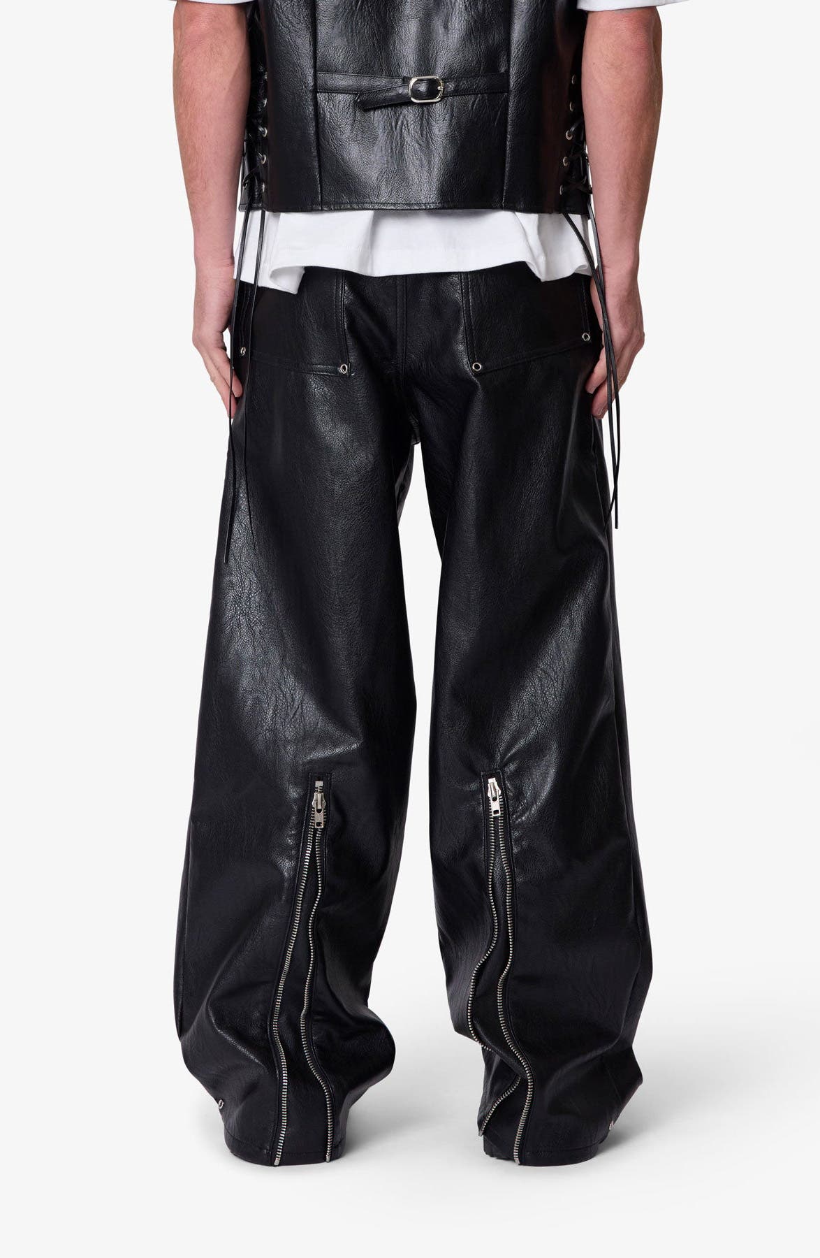 Zip Hem Faux Leather Rave Pants - image 2