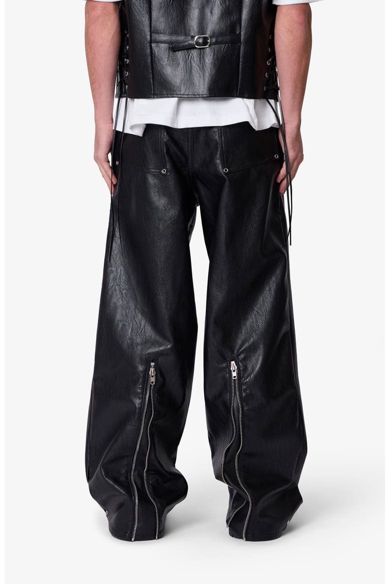 Zip Hem Faux Leather Rave Pants, Alternate, color, BLACK