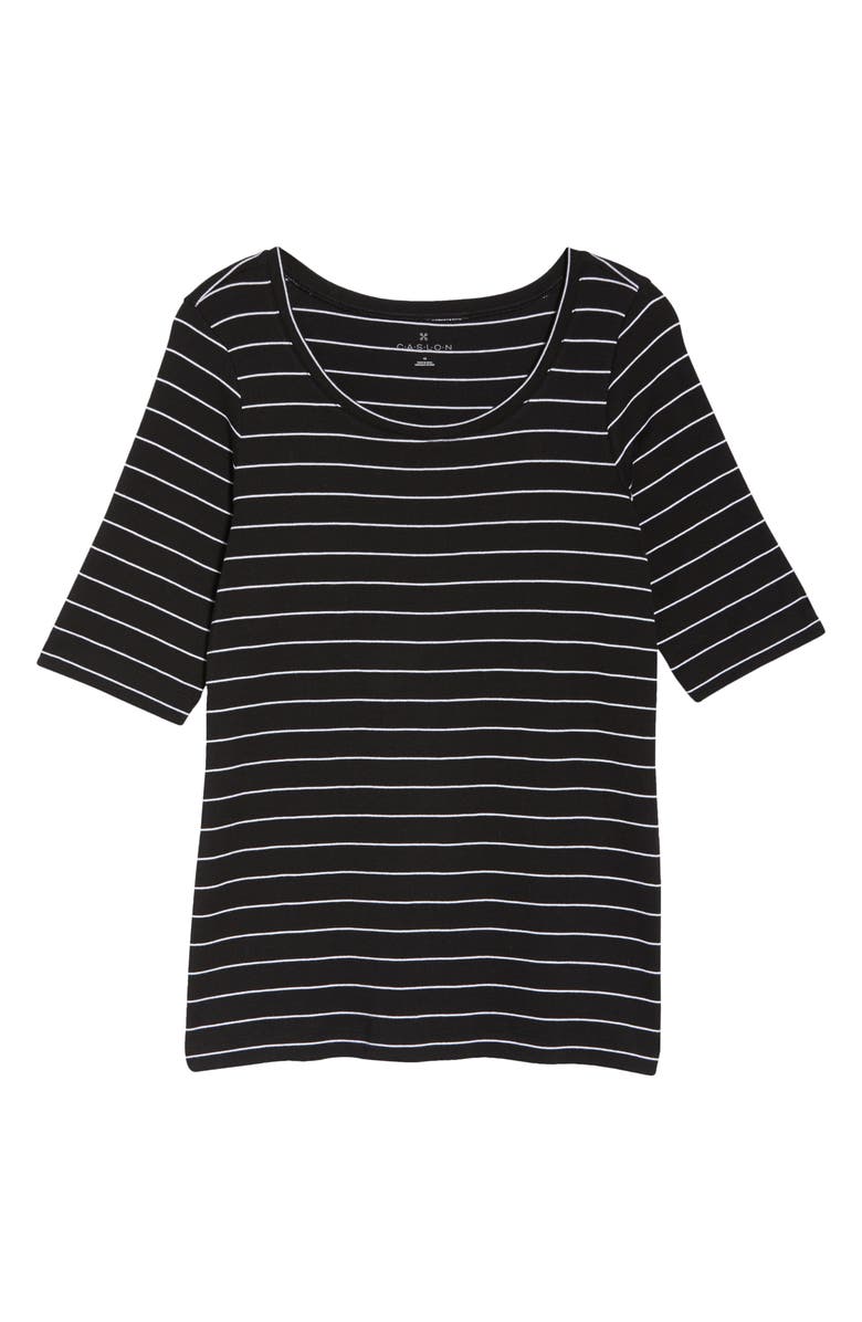 Caslon<sup>®</sup> Ballet Neck Cotton & Modal Knit Elbow Sleeve Tee, Alternate, color, 