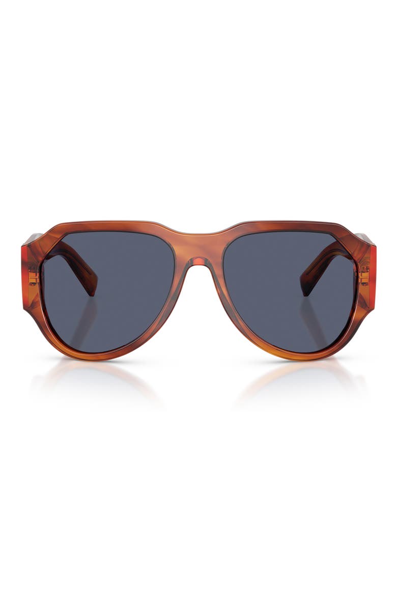 58mm Polarized Pilot Sunglasses, Main, color, STRIPED GINGER / DARK BLUE