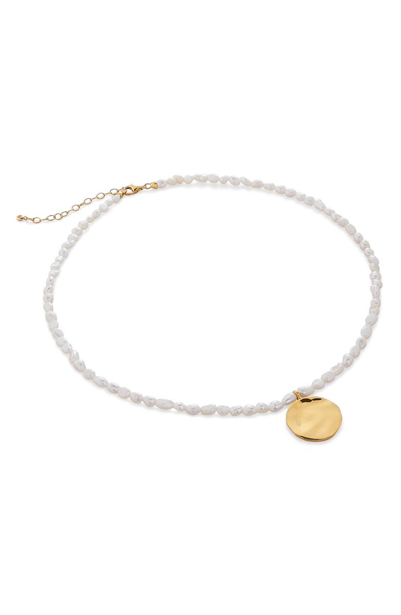 Monica Vinader Beaded Keshi Pearl Pendant Necklace, Main, color, 18Ct Gold Vermeil / Pearl
