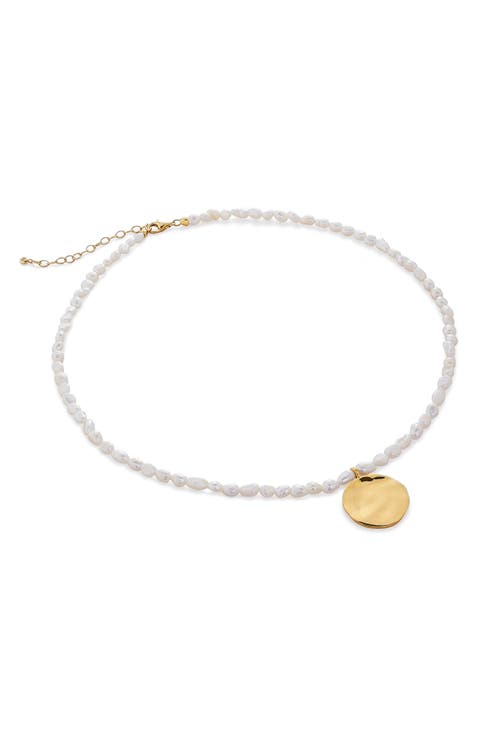 Beaded Keshi Pearl Pendant Necklace