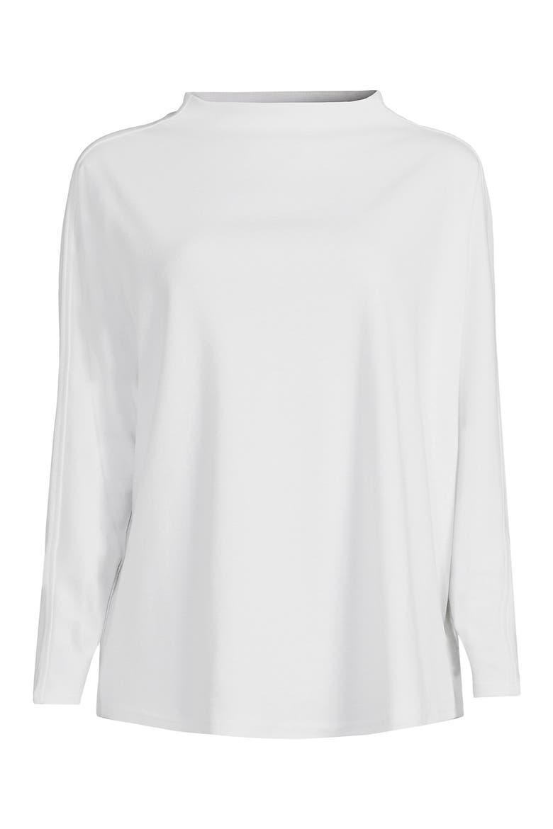 Long Sleeve Sport Knit Funnel Neck Top, Alternate, color, White