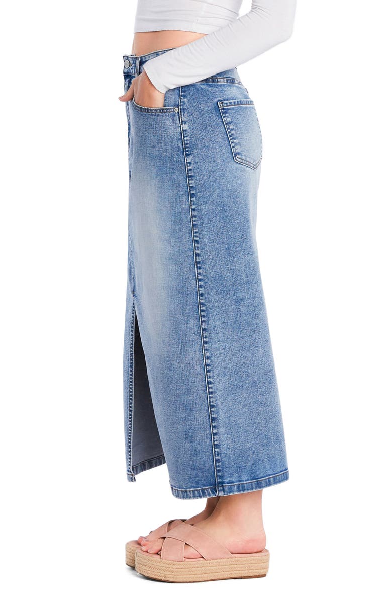 Split Hem Denim Midi Skirt, Alternate, color, BLUSH BLUE
