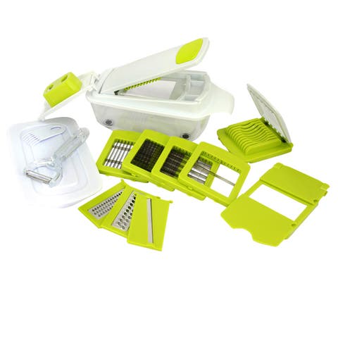 8-in-1 Multi-Use Slicer Dicer and Chopper with Interchangeable Blades, Vegetable and Fruit Peeler and Soft Slicer