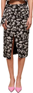 maje Palm Print Cotton Skirt