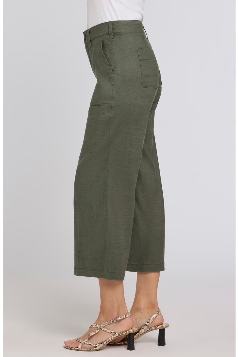 Wide Leg Crop Linen Blend Pants, Alternate, color, DESERT GREEN