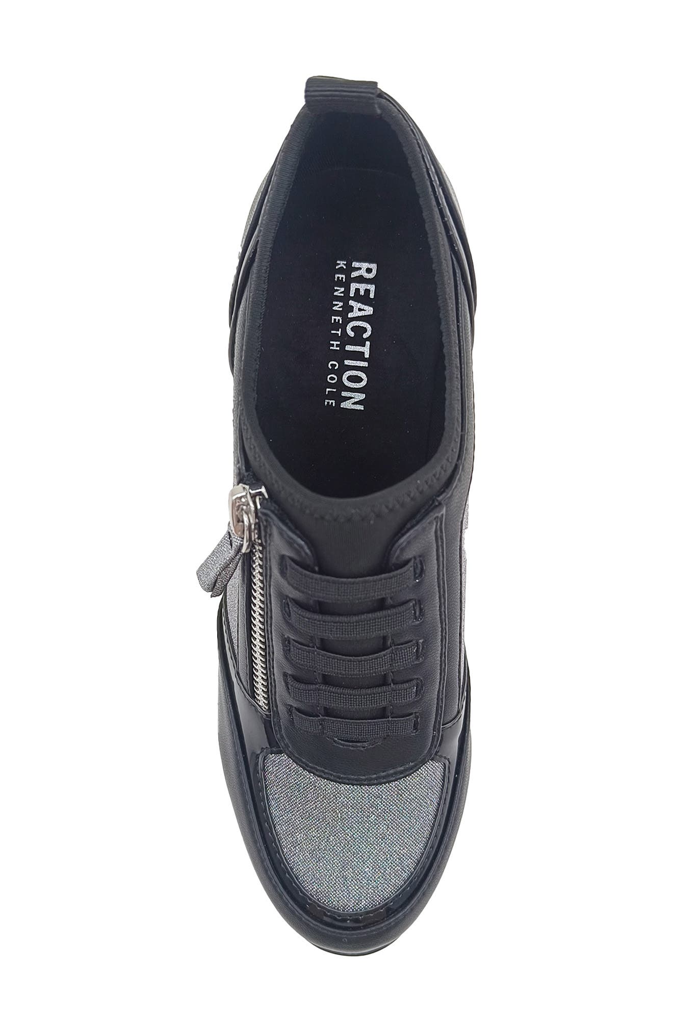 Reaction Kenneth Cole Fiona Platform Wedge Sneaker, Alternate, color, Black Mesh