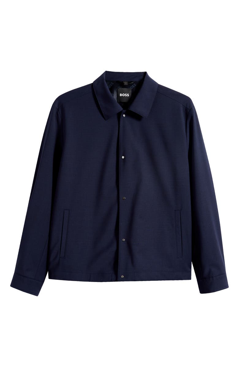 BOSS Carper Virgin Wool Blend Shirt Jacket, Main, color, Dark Blue