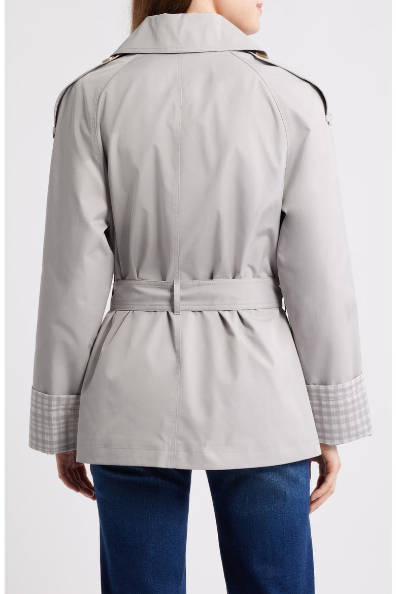 Water Resistant Gingham Cuff Double Breasted Trench Coat, Alternate, color, STONE