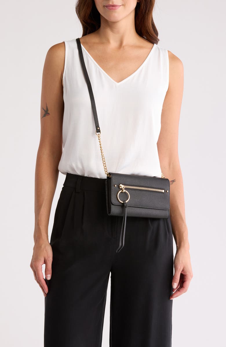 Rebecca Minkoff Gabby Crossbody Wallet, Alternate, color, Black