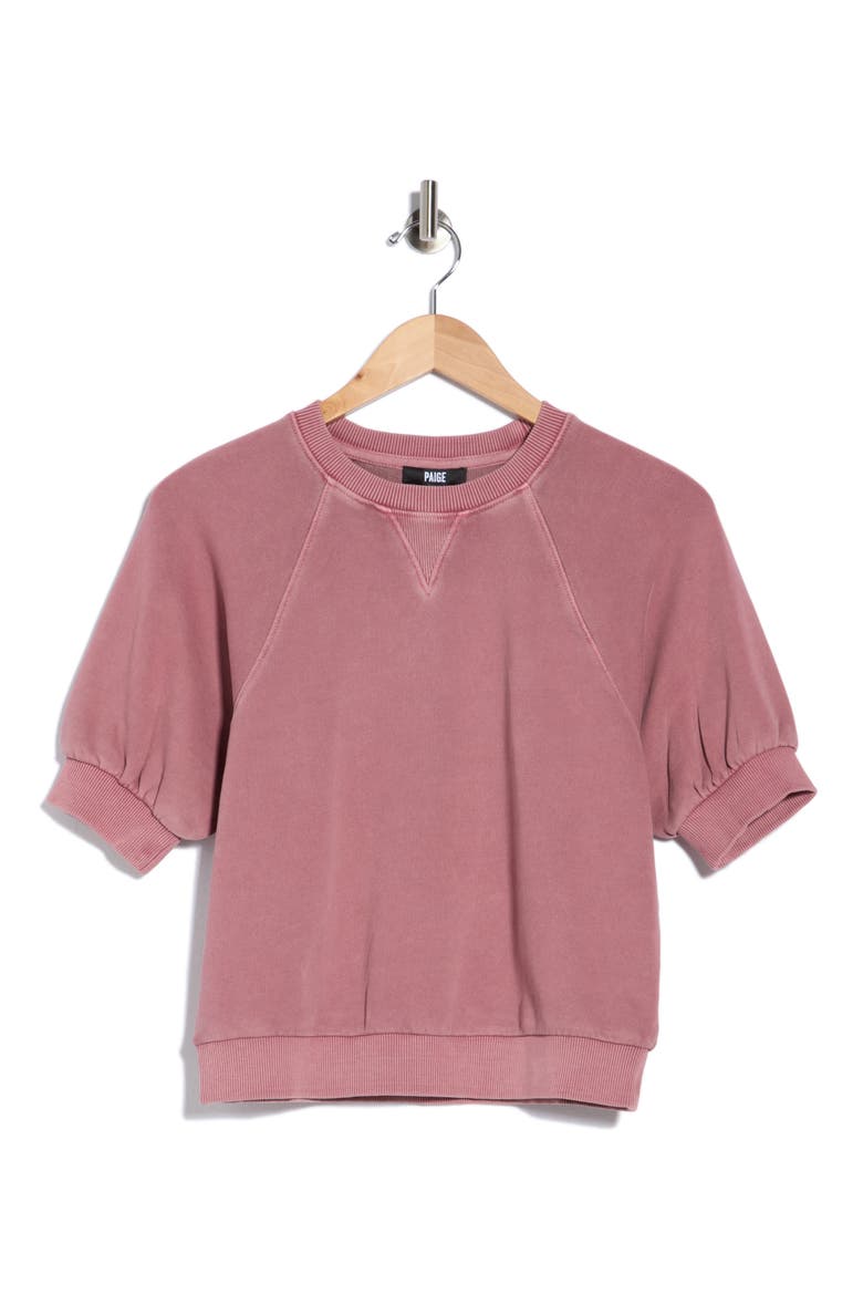 Queenie Short Sleeve Puff Sleeve Cotton Top, Main, color, ROSE TEA