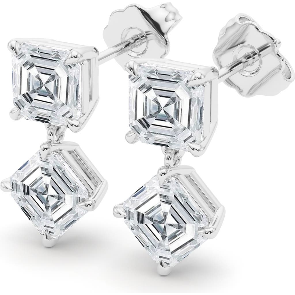 Hautecarat Lab Grown Diamond Twin Asscher Cut Drop Earrings