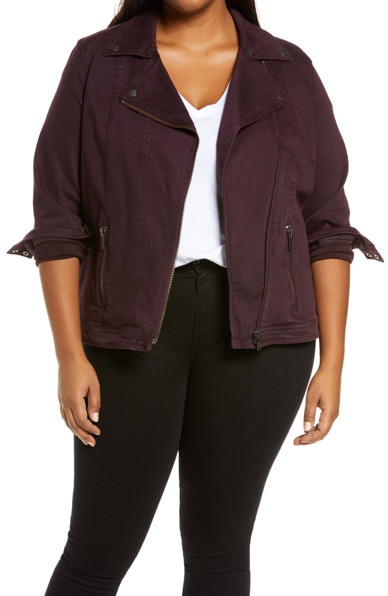 Liverpool Los Angeles Cotton Blend Moto Jacket, Main, color,