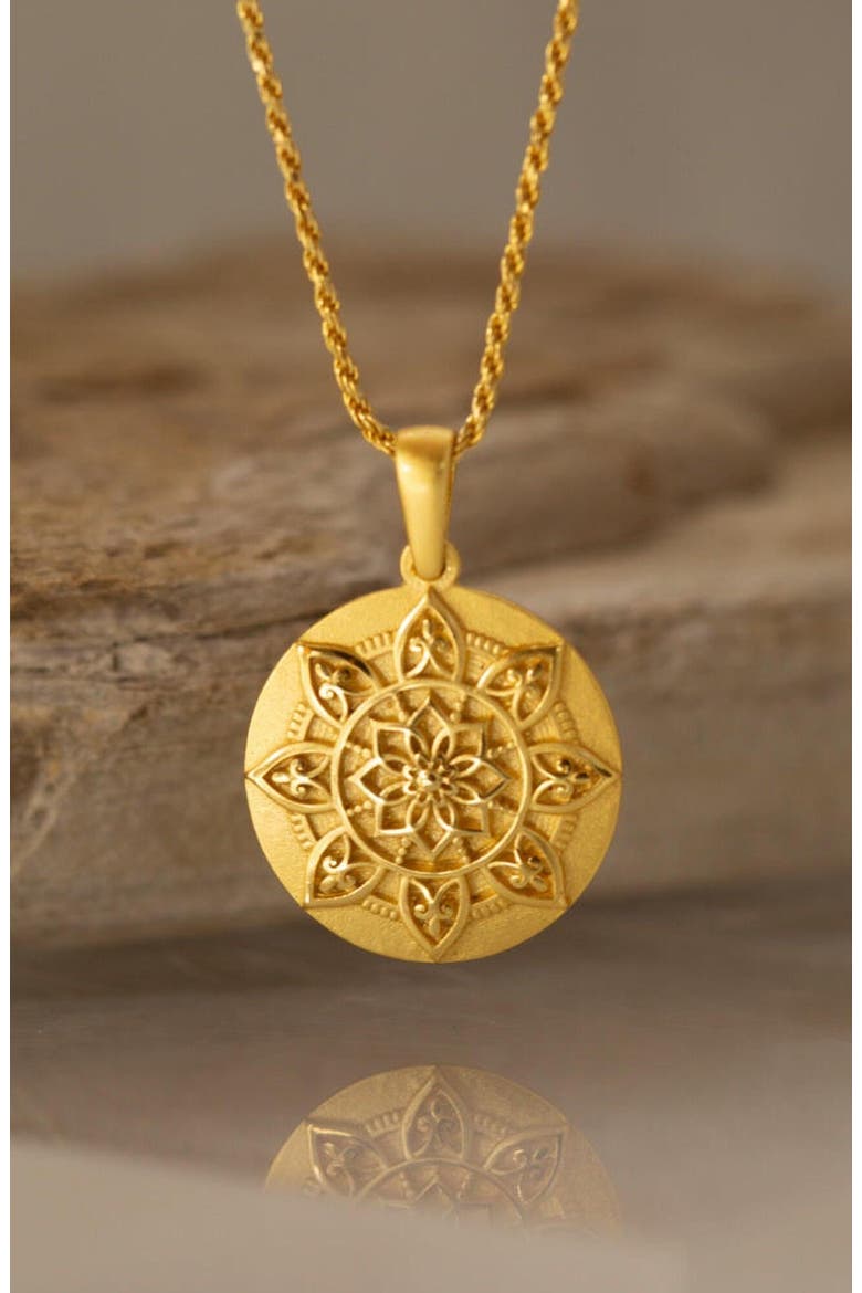 I Am Worthy mandala necklace, Alternate, color, Original - Gold