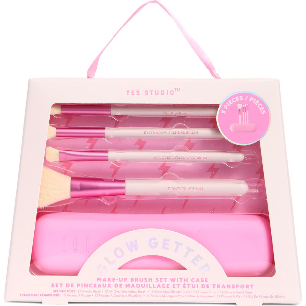 Yes Studio Glow Getter 5-piece Makeup Brush Set In Pink