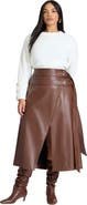 ELOQUII Double Belt Wrap Faux Leather Skirt