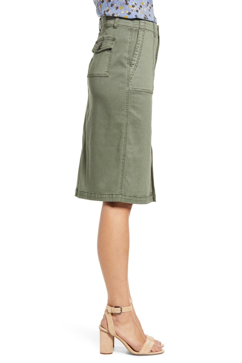 Twill Cargo Skirt, Alternate, color, GREEN BEETLE