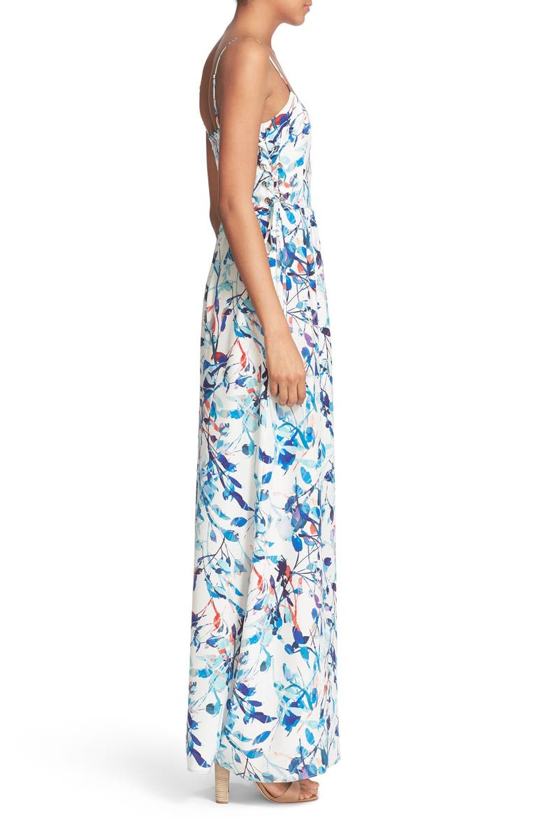 'Virginia' Lace-Up Silk Maxi Dress, Alternate, color, CATALONIA