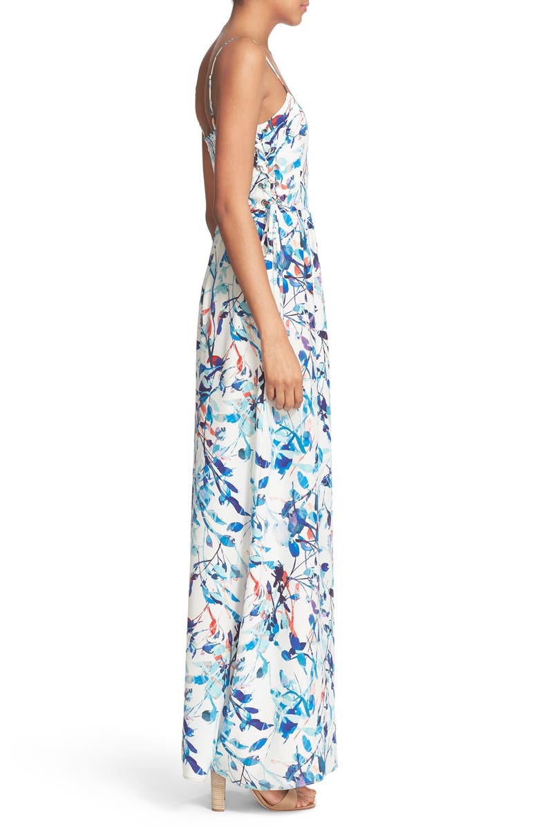 Parker 'Virginia' Lace-Up Silk Maxi Dress, Alternate, color,