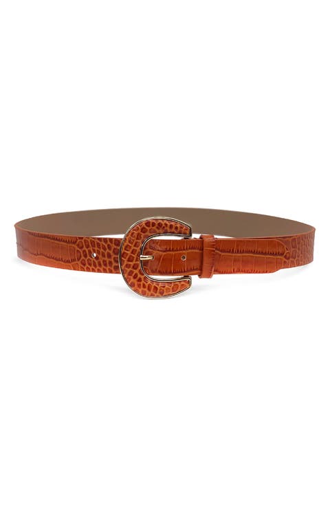 Palmer Croc Embossed Leather Belt