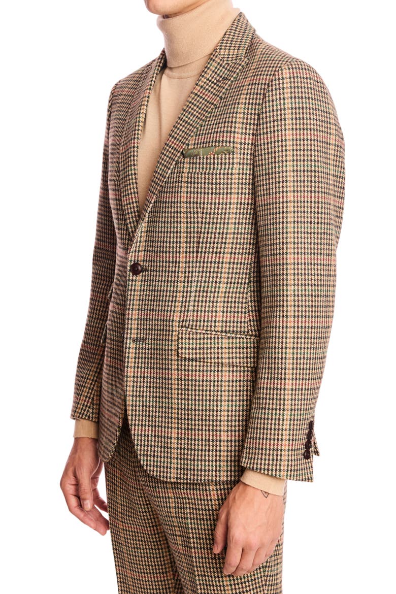 Ashton Slim Fit Houndstooth Plaid Wool Blend Blazer, Alternate, color, GREEN MULTI HOUNDSTOOTH