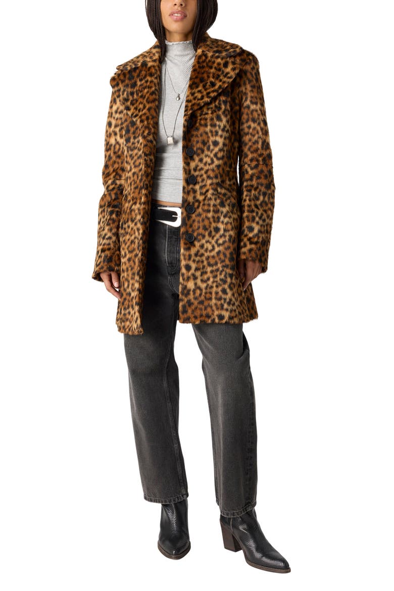 Delancy Leopard Faux Fur Lady Coat, Alternate, color, LEOPARD