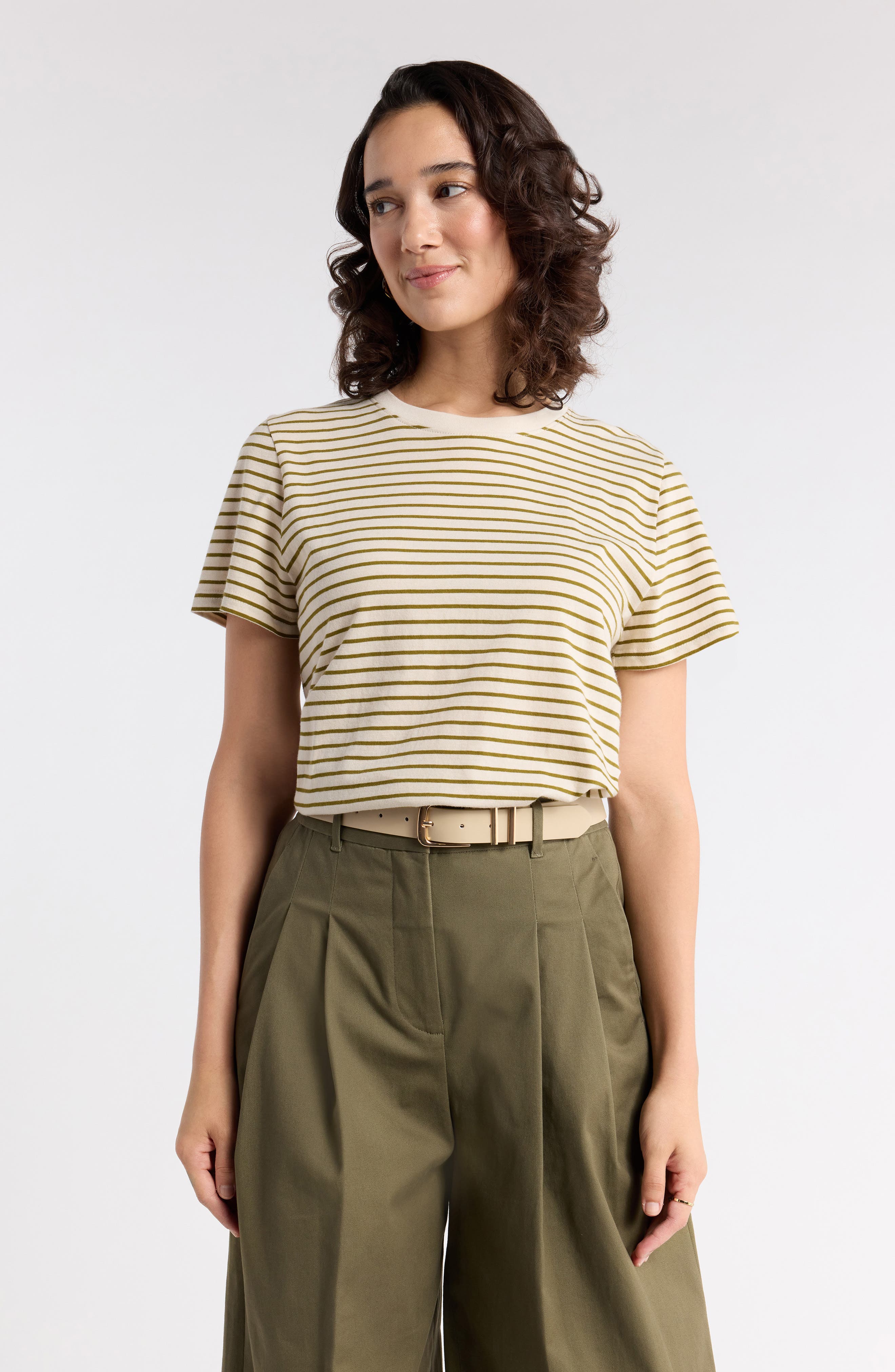 selected BEIGE R OLIVE A ASHLEY STRIPE