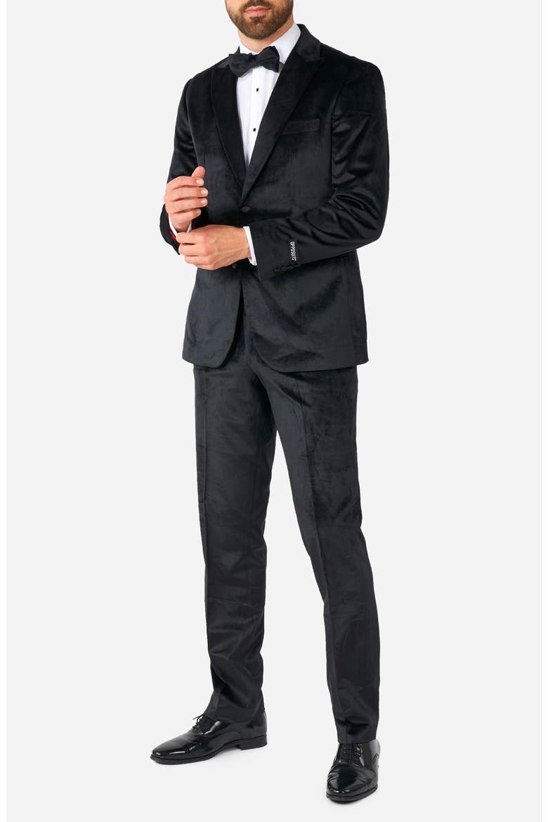 Midnight Black Velvet Tuxedo & Bow Tie Set, Main, color, BLACK