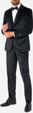 OppoSuits Midnight Black Velvet Tuxedo & Bow Tie Set
