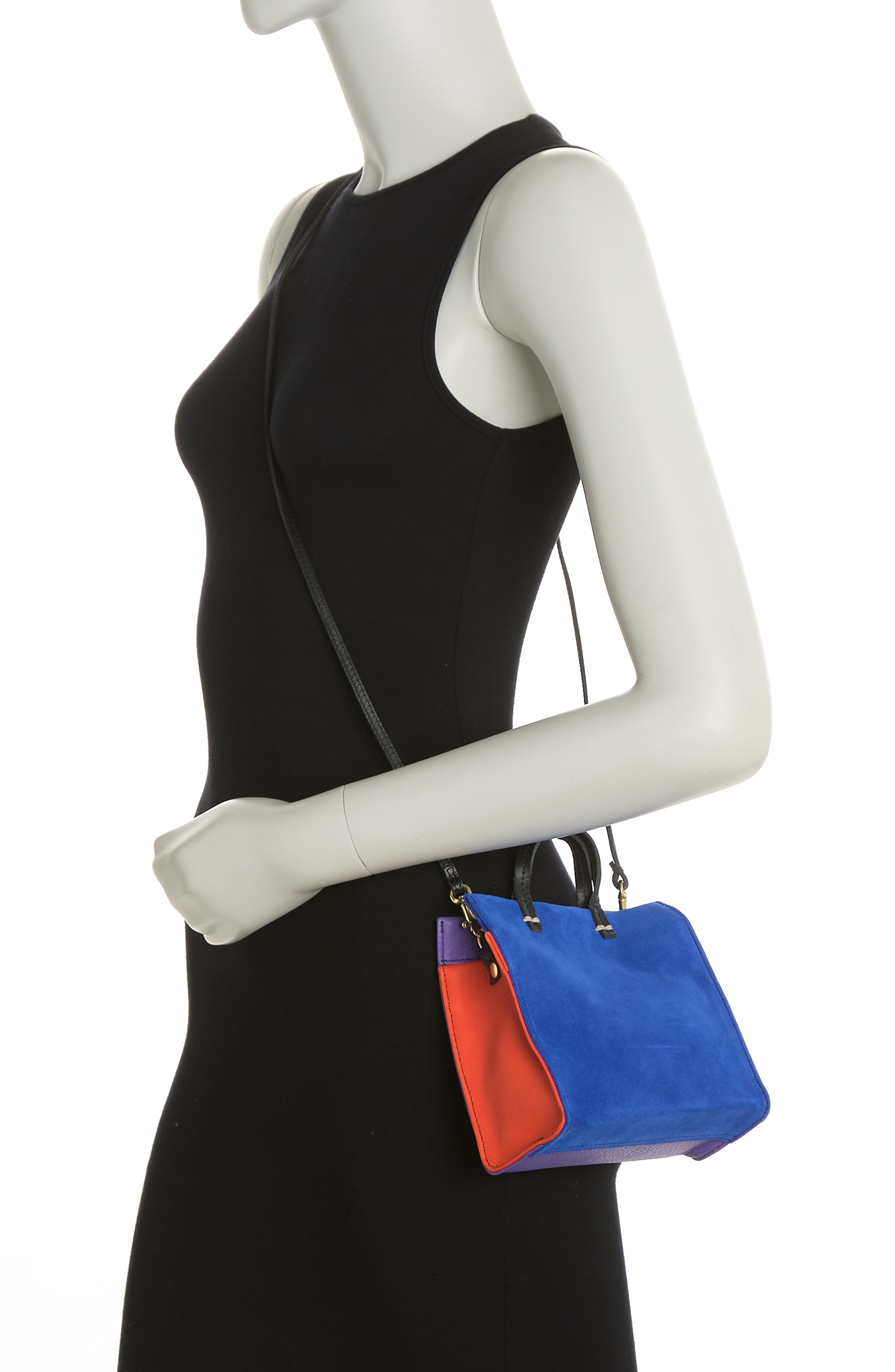 Clare V. Simple Leather Colorblock Bebe Satchel, Alternate, color, 