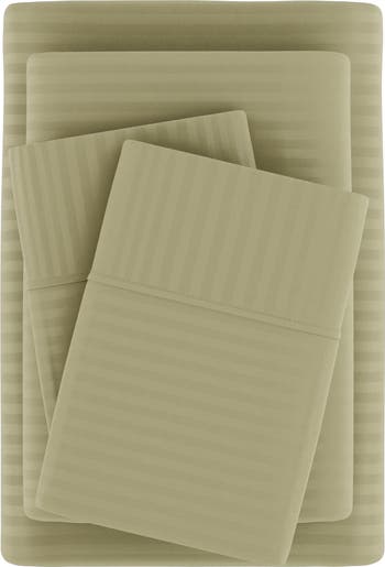 HOME SPUN Premium Ultra Soft Striped 4-Piece Bed Sheet Set