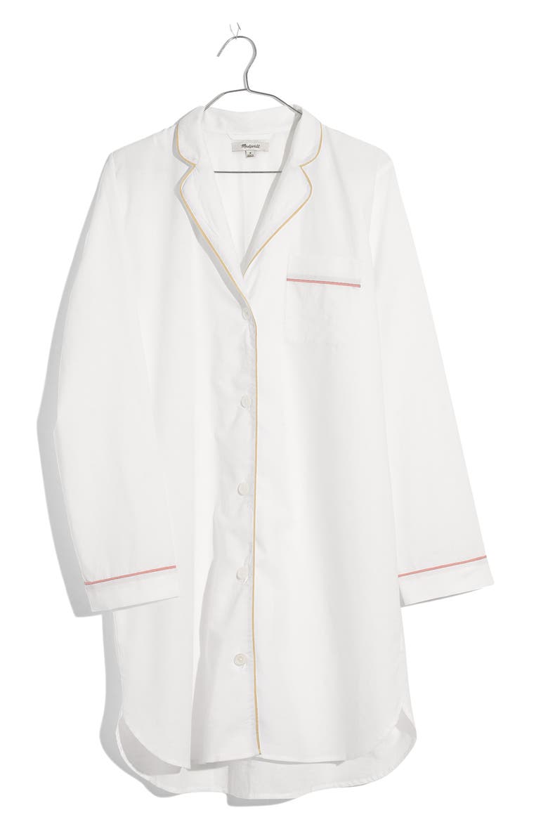 Tipped Bedtime Nightshirt, Alternate, color, PURE WHITE