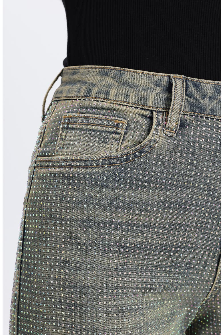 Embellished High Waist Wide Leg Jeans, Alternate, color, GREEN