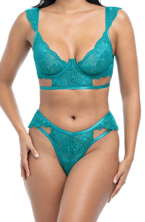 Farah Strappy Lace Underwire Bra & Thong Set