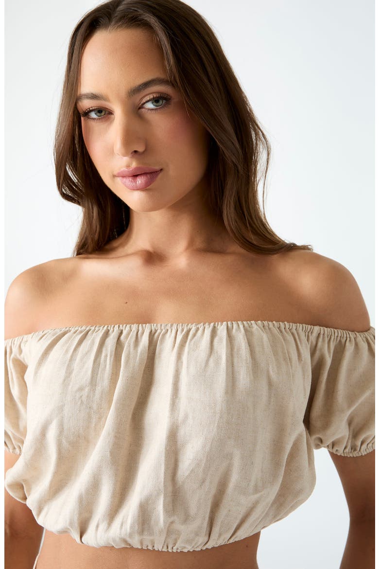 Ryan Off the Shoulder Crop Top, Alternate, color, WARM SLATE MULTI
