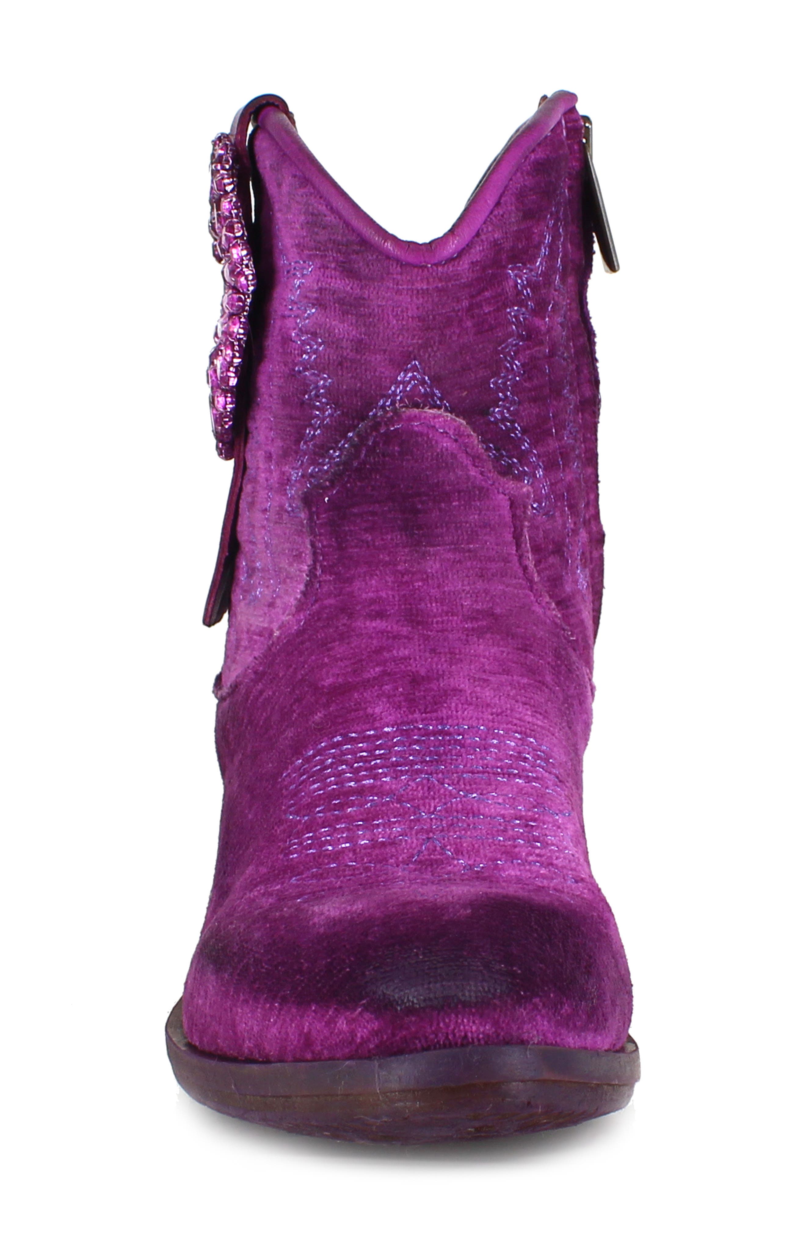 Edith Velvet Western Boot, Alternate, color, PURPLE VELVET