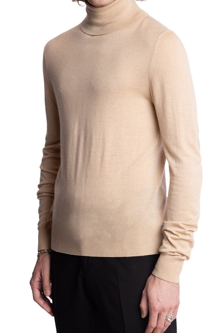 Fine Gauge Turtleneck Sweater, Alternate, color, ALMOND