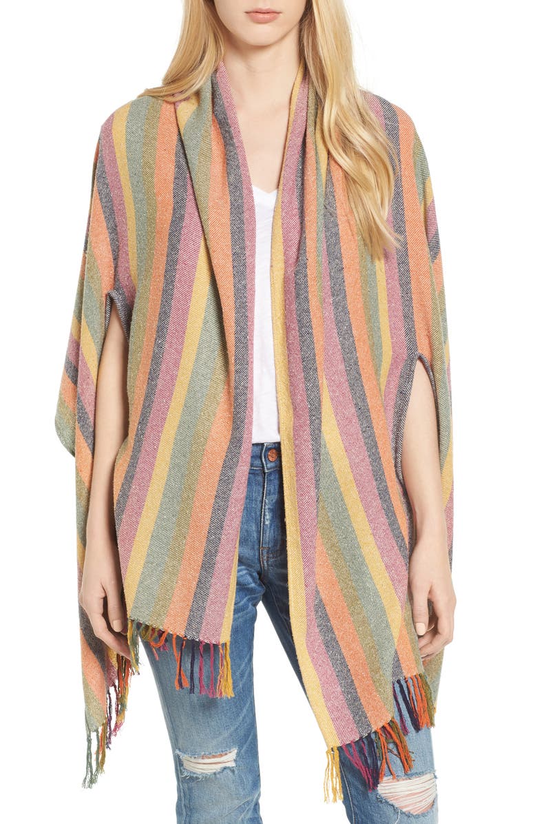 Madewell Rainbow Stripe Silk & Cotton Cape Scarf, Main, color,
